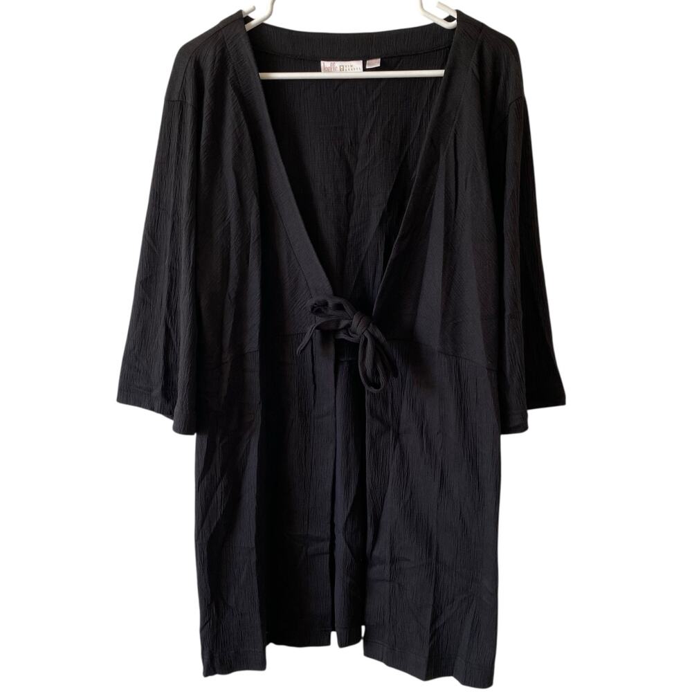 BELLE BY KIM GRAVEL NWOT Packabelle Tie Front Cover Up Black Size XS Swim